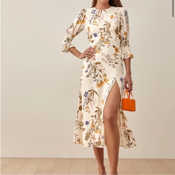 Reformation Dresses & Skirts - Reformation Carolena Cream Floral Long Sleeve Dress